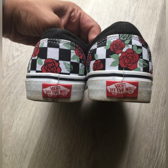Vans Asher Checkerboard Roses Slip-On Women’s Size 7 - Picture 10 of 15